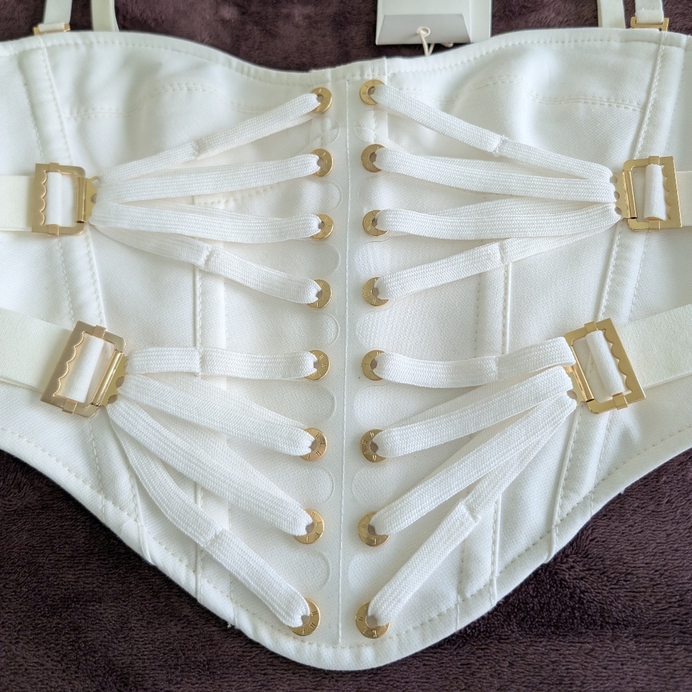 [NWT] Dion Lee White Gold Hardware Corset Strappy Laced Slider Bustier Top Sz 2 - Picture 3 of 12